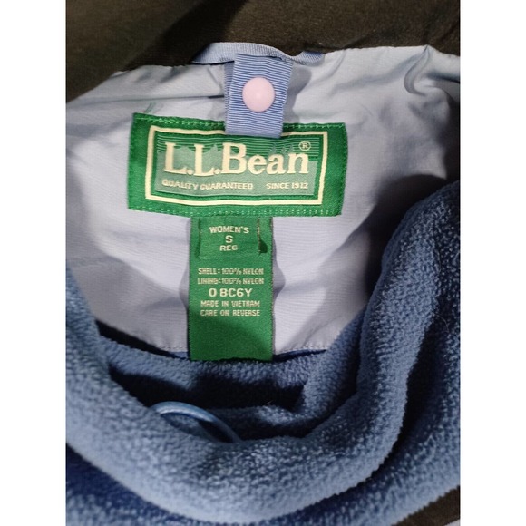 LL Bean Womens S Nylon Blue Cream 3 in 1 Hooded‎ Jacket Parka Removable Liner - Picture 2 of 7